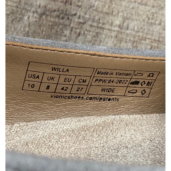 Vionic Willa Taupe Suede Slip On Loafers Womens 10 Wide Almond Toe Flat Shoes - Picture 7 of 7